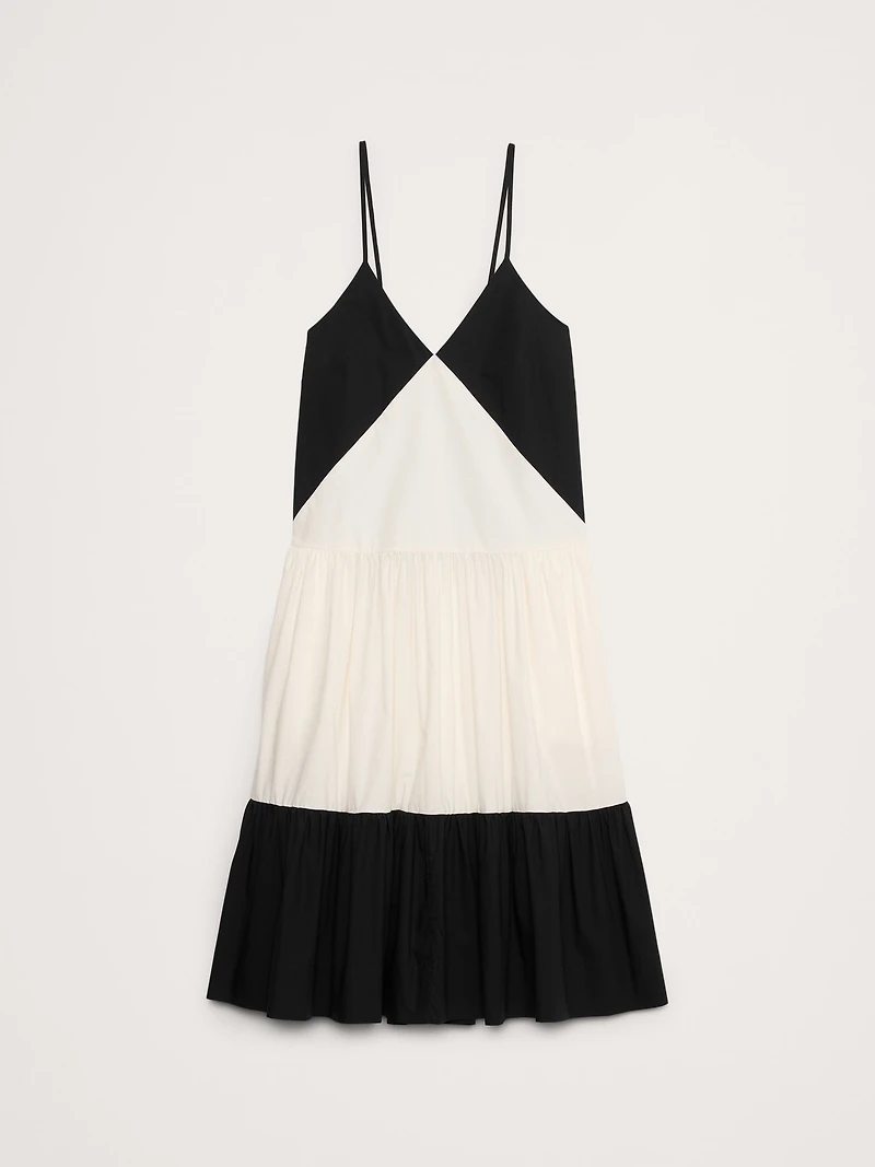 Cotton Poplin Tiered Midi Dress