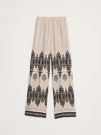 Wide-Leg Linen Pull-On Pant