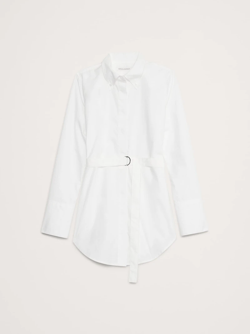 Cotton Poplin Belted Tunic Shirt