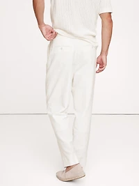 Pleated Cotton-Linen Blend Suit Pant