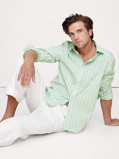 Standard-Fit Washed Cotton Poplin Shirt