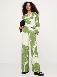 Wide-Leg Matte Silk Pull-On Pant