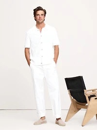 Wide-Ribbed Cotton Knit Shirt