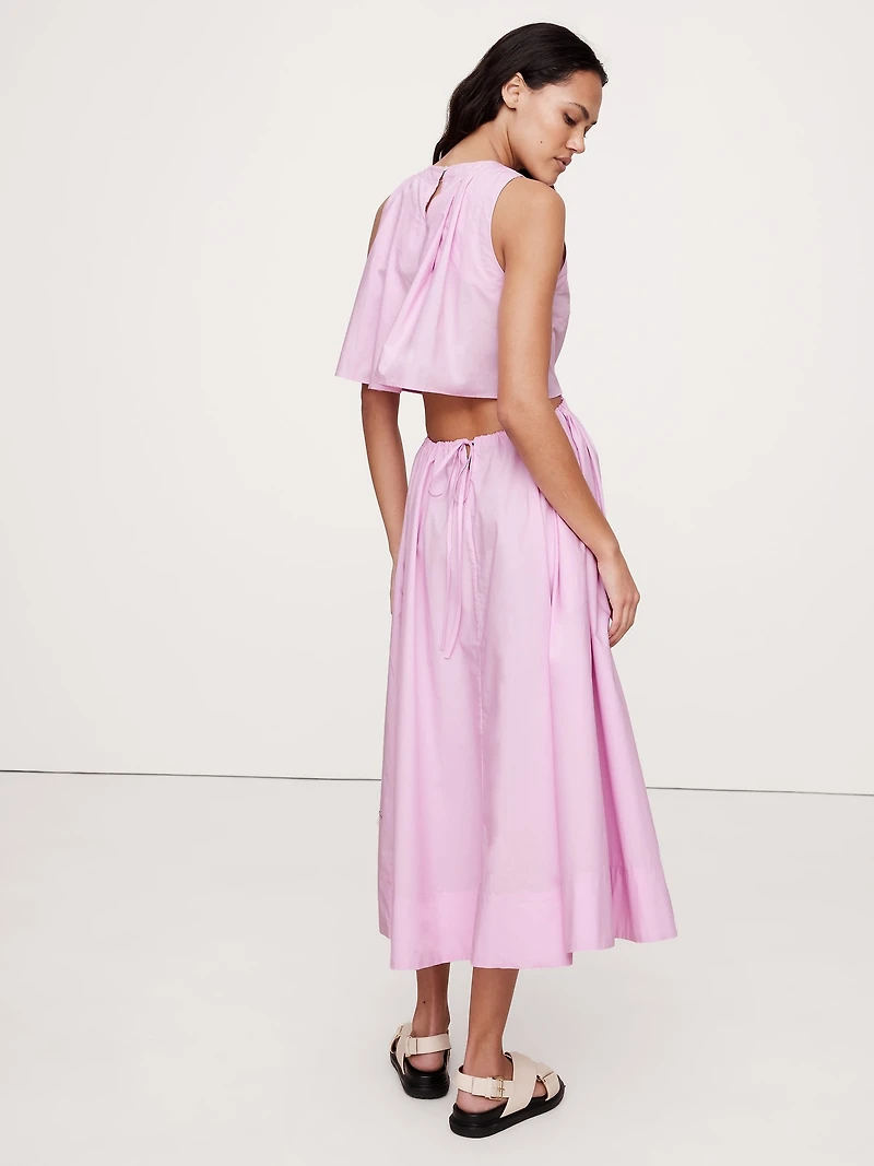 Cotton Poplin Cut-Out Midi Dress