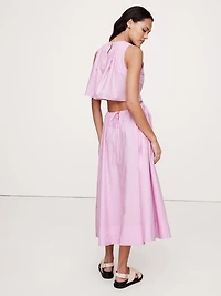 Cotton Poplin Cut-Out Midi Dress