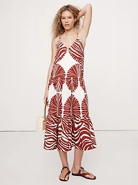 Cotton Poplin Tiered Midi Dress
