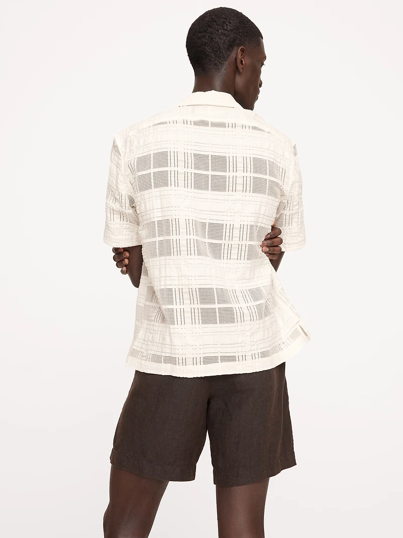 Standard-Fit Plaid Lace Resort Shirt