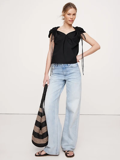 Oversized Cotton Poplin Drawstring Top