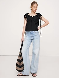 Oversized Cotton Poplin Drawstring Top