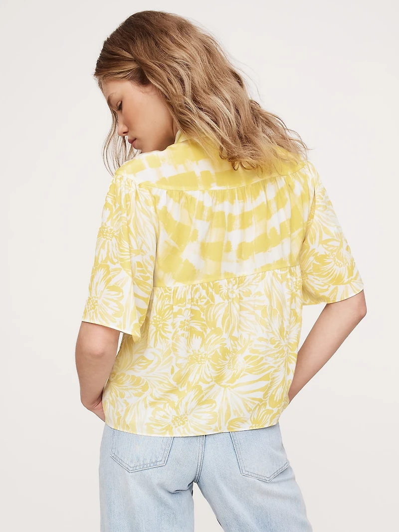 Matte Silk Tie-Front Shirt