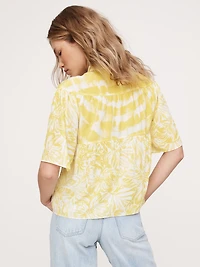 Matte Silk Tie-Front Shirt