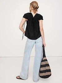 Oversized Cotton Poplin Drawstring Top