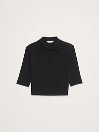 Airy Cotton Crepe Cropped Polo