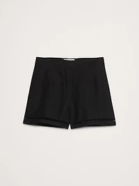 High-Rise Lace-Trim Linen 3" Short