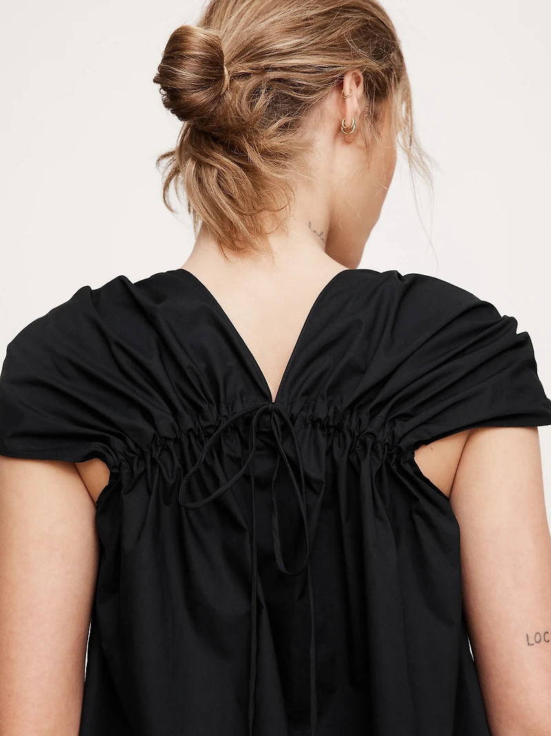 Oversized Cotton Poplin Drawstring Top