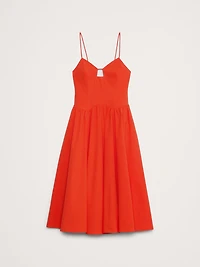 Stretch-Cotton Poplin Long Midi Dress