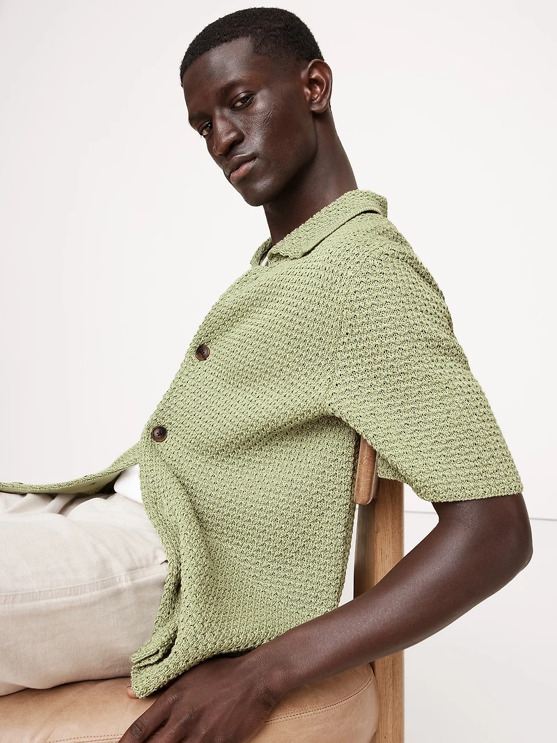 Crochet Cotton Knit Shirt