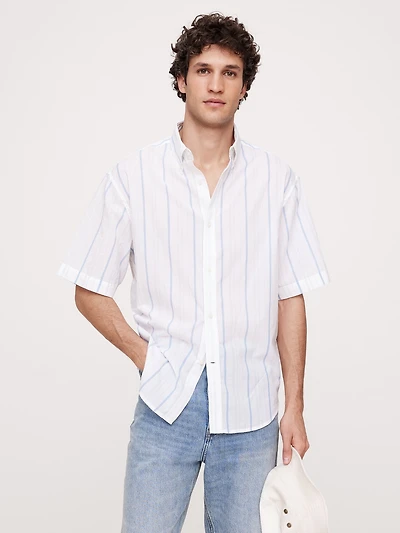 Relaxed-Fit Summerweight Cotton Short-Sleeve Shirt