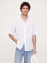 Relaxed-Fit Summerweight Cotton Short-Sleeve Shirt