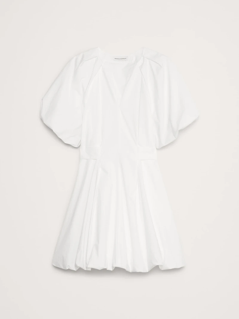 Cotton Poplin Bubble-Hem Mini Dress