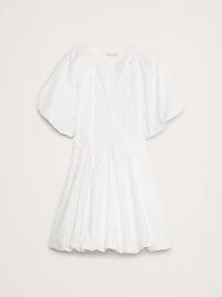 Cotton Poplin Bubble-Hem Mini Dress