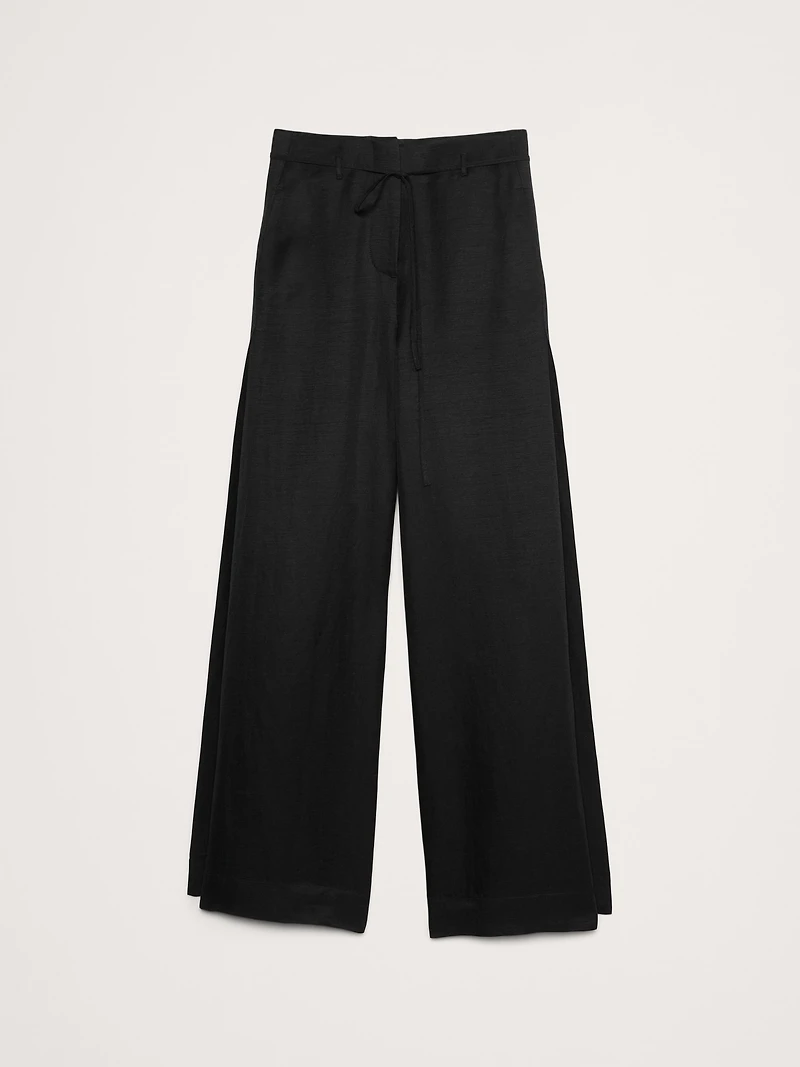 Ultra High-Rise Wide-Leg Viscose-Linen Pant with Side Slits