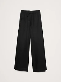 Ultra High-Rise Wide-Leg Viscose-Linen Pant with Side Slits