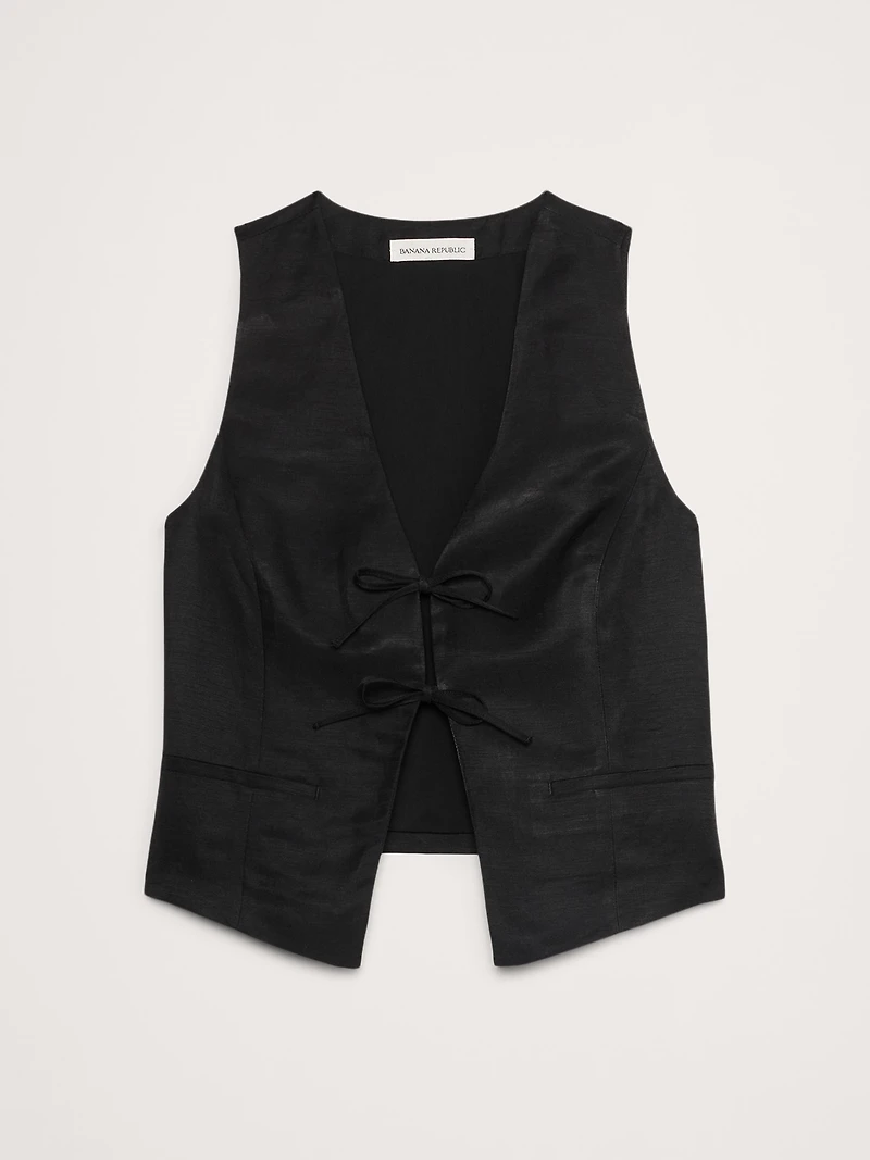 Viscose-Linen Tie Vest