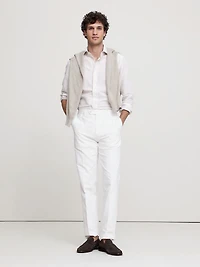 Slim Italian Cotton-Linen Dress Pant