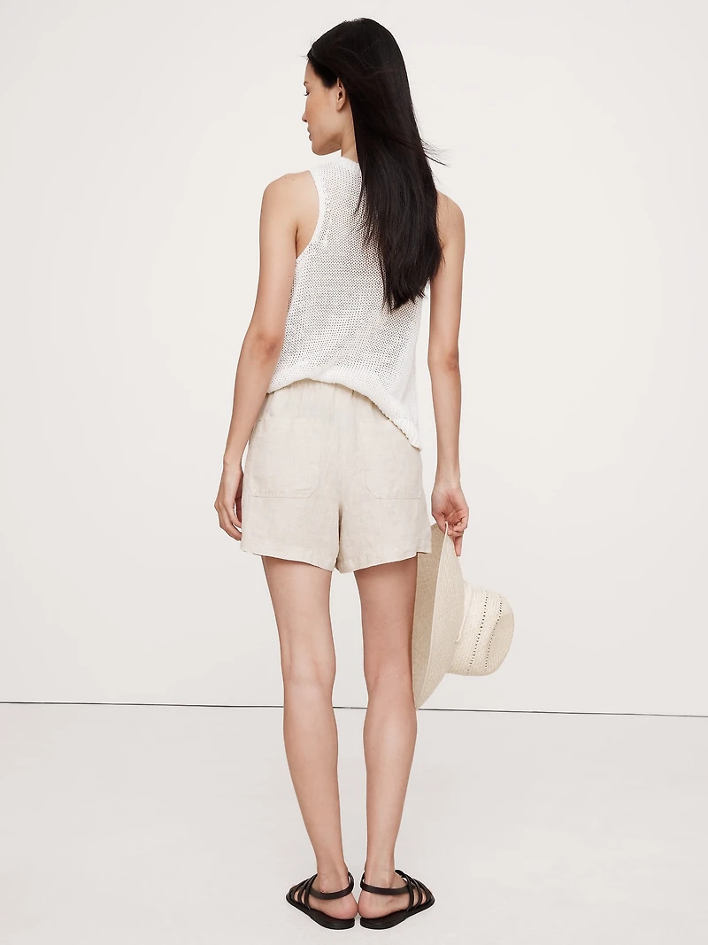 Linen Pull-On 4" Short