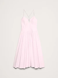 Stretch-Cotton Poplin Long Midi Dress