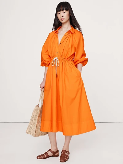 Cotton Poplin Midi Shirtdress