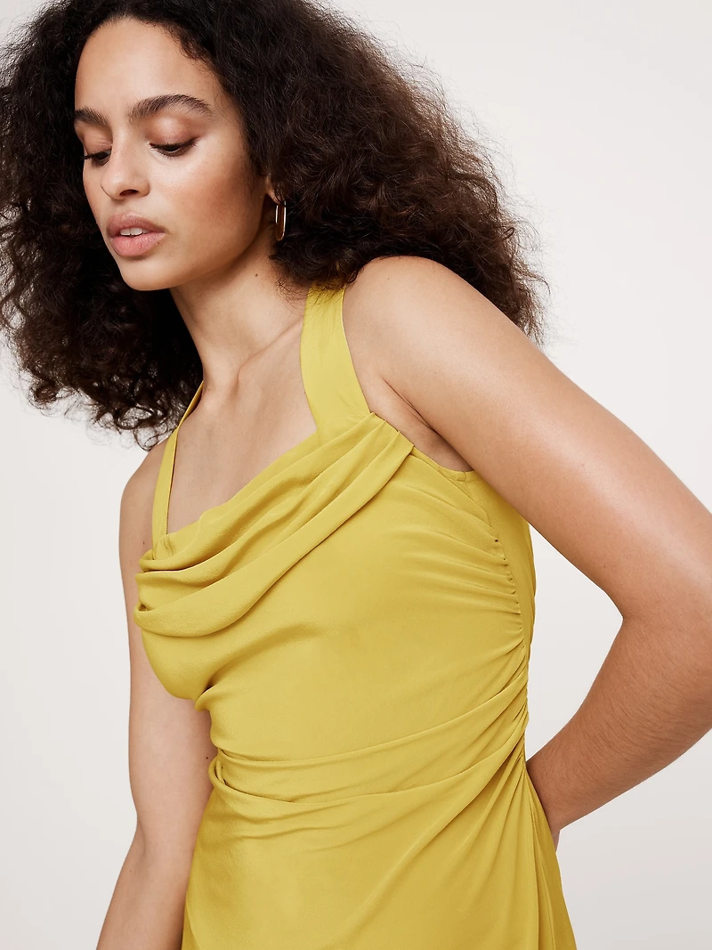 Matte Silk Cowl-Neck Backless Maxi Dress