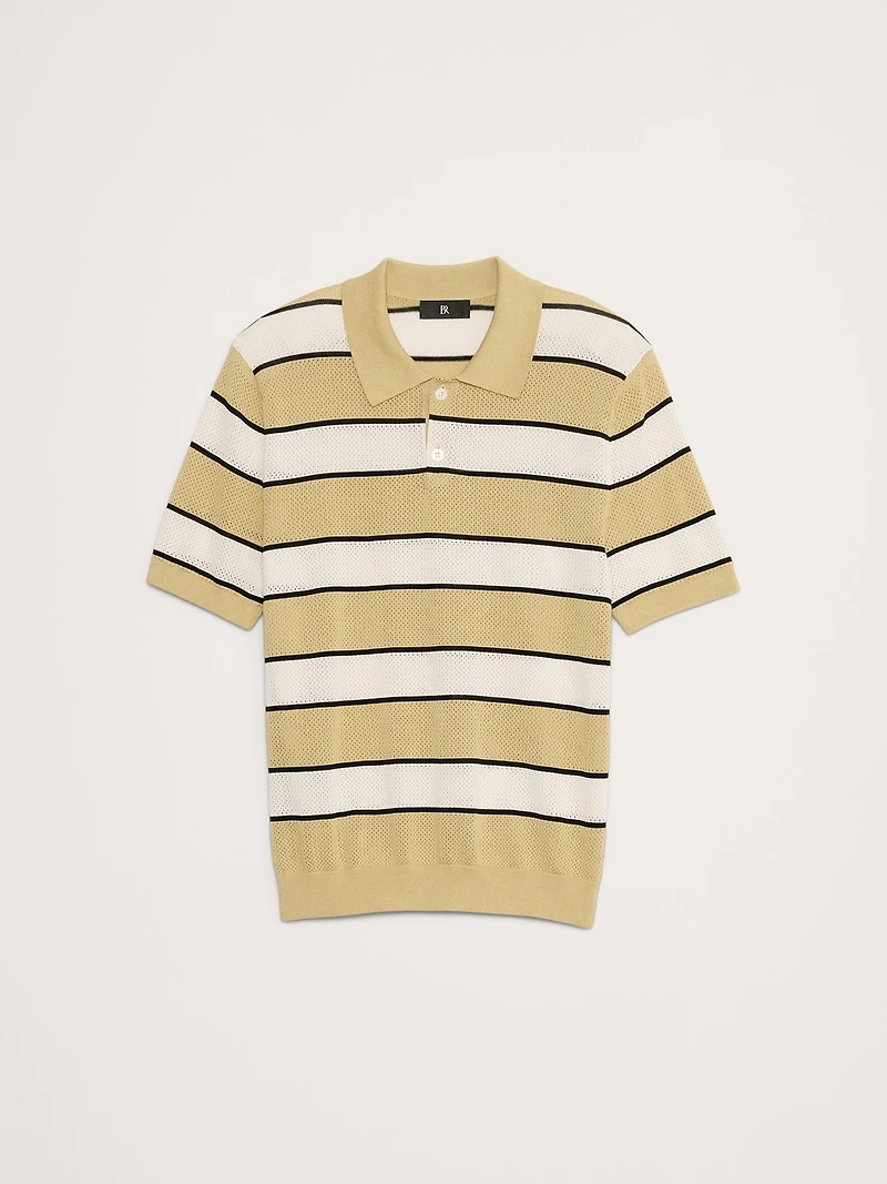 Superfine Cotton Mesh Sweater Polo