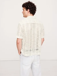 Relaxed-Fit Crochet Resort Shirt