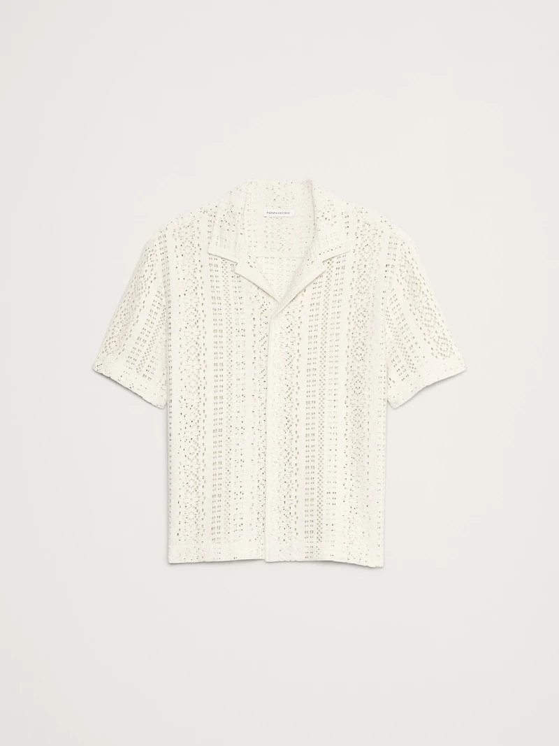 Relaxed-Fit Crochet Resort Shirt