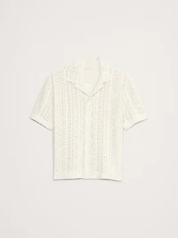 Relaxed-Fit Crochet Resort Shirt