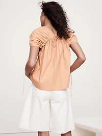 Oversized Cotton Poplin Drawstring Top