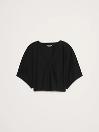 Oversized Cotton Poplin Cropped Top