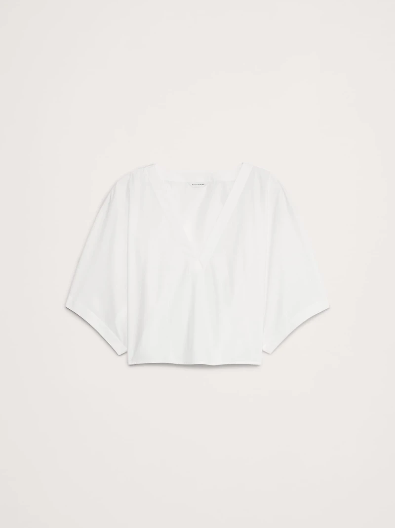Oversized Cotton Poplin Cropped Top