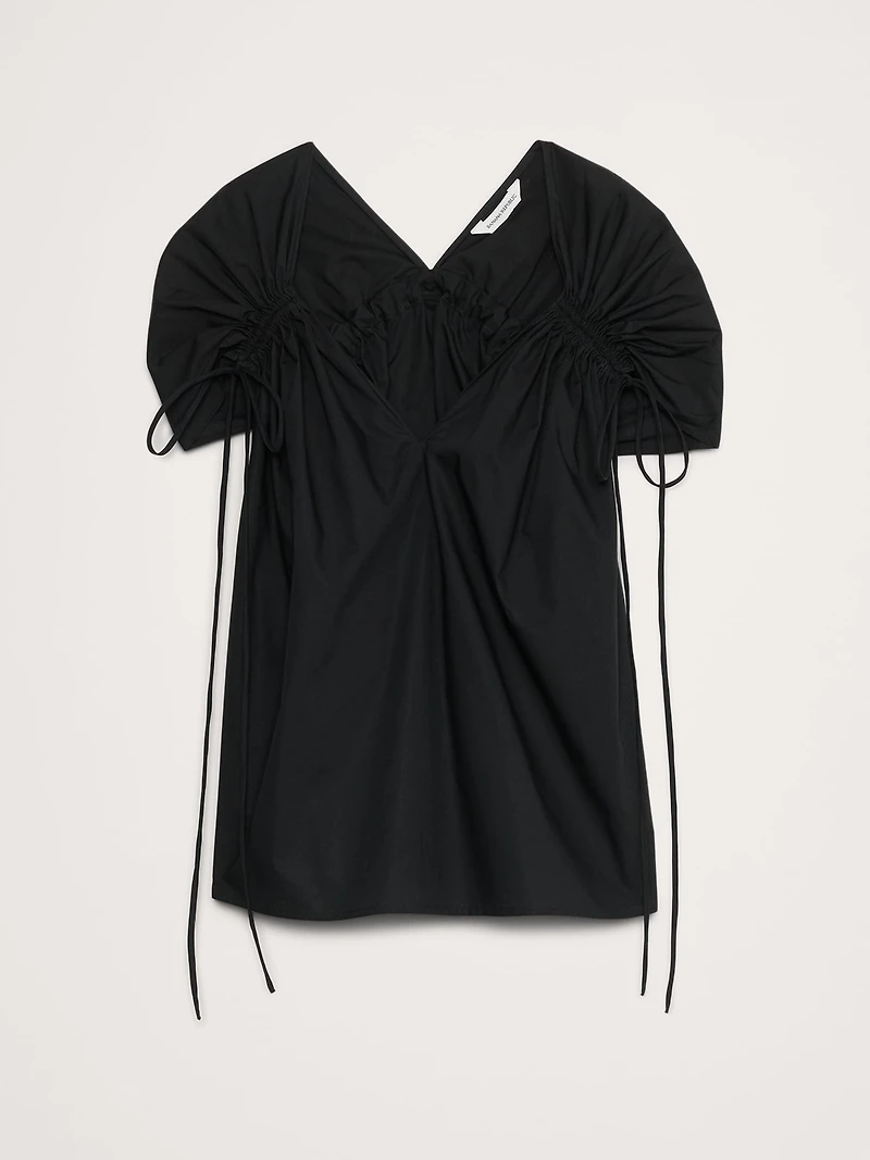 Oversized Cotton Poplin Drawstring Top