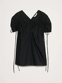 Oversized Cotton Poplin Drawstring Top