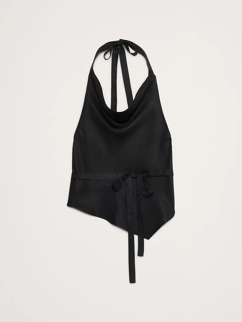 Viscose-Linen Open-Back Halter Top