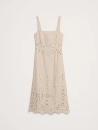 Eyelet Linen Midi Dress