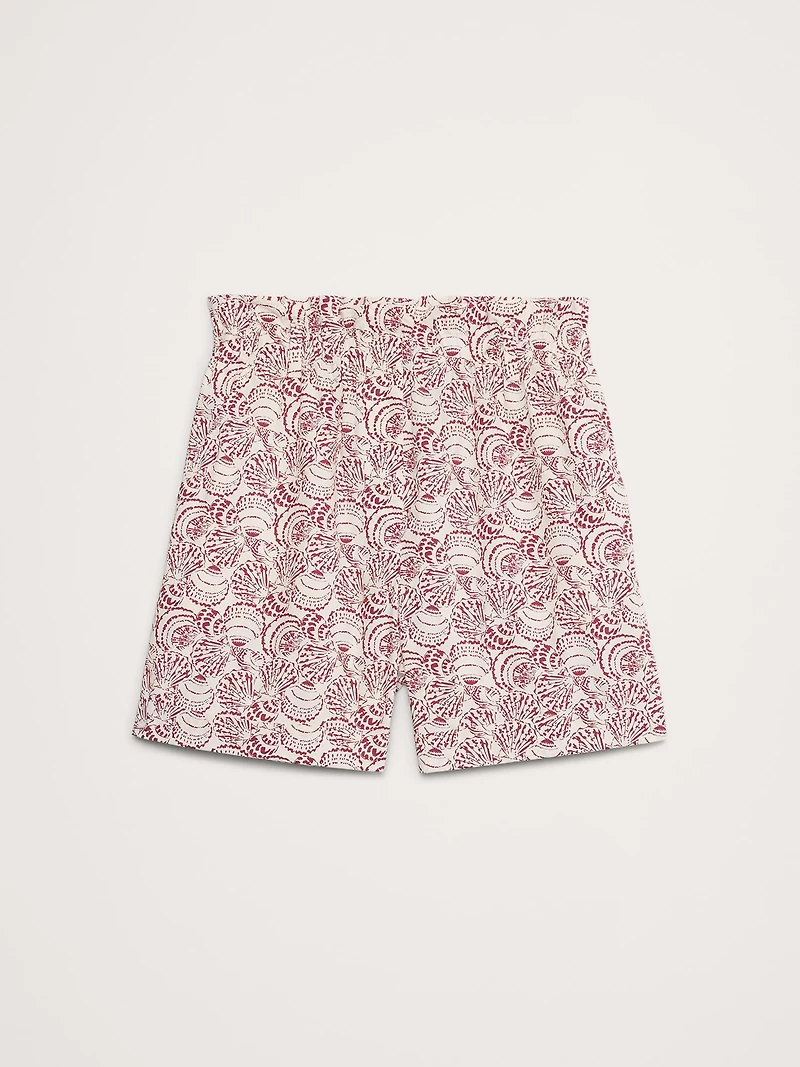 Cotton Poplin Paperbag-Waist Pull-On 3.5" Short