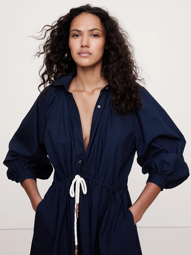 Cotton Poplin Midi Shirtdress