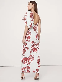 Stretch-Crepe Asymmetrical Open-Back Maxi Dress
