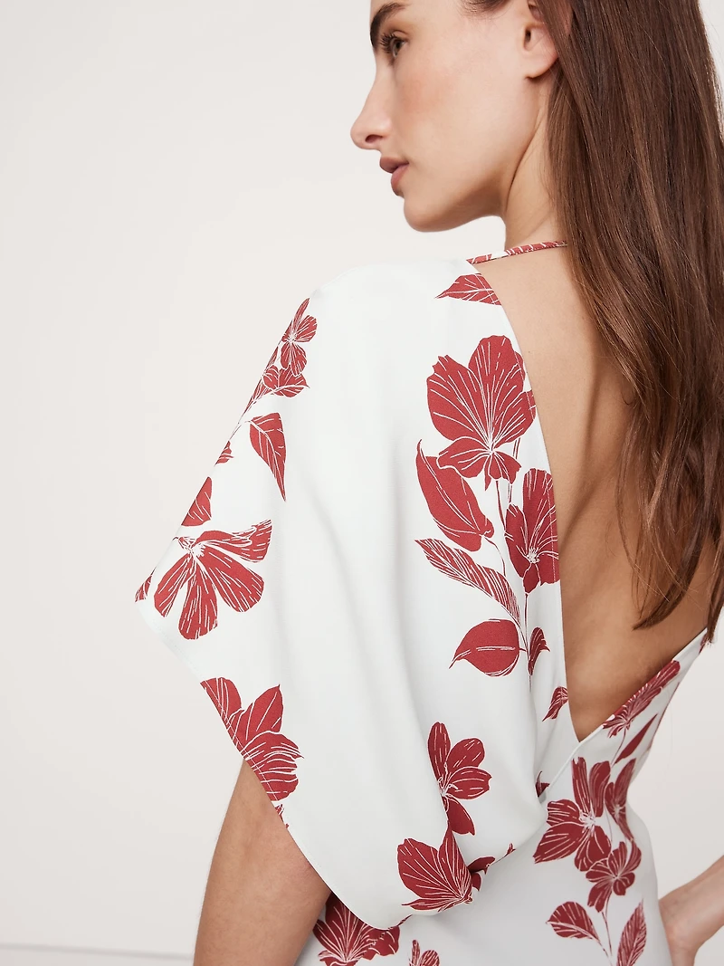Stretch-Crepe Asymmetrical Open-Back Maxi Dress