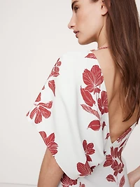 Stretch-Crepe Asymmetrical Open-Back Maxi Dress