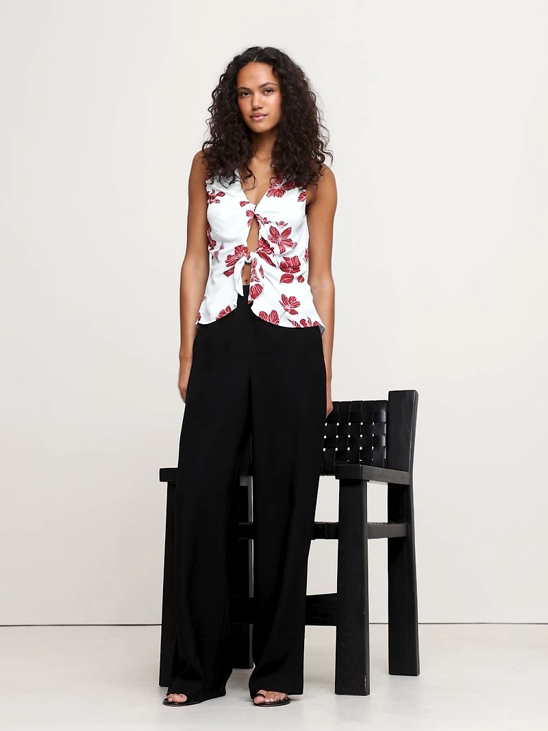 Georgette Tie-Front Top